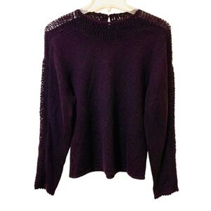 Elie Tahari 100% Extra Fine Merino Wool Women’s Sweater-Dark Purple/Plum-Large